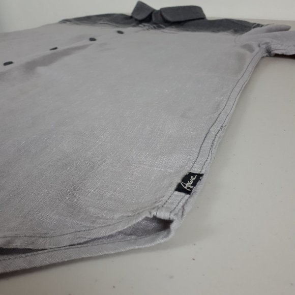 Howe Gray Short Sleeve Cotton Linen Shirt - Picture 5 of 13